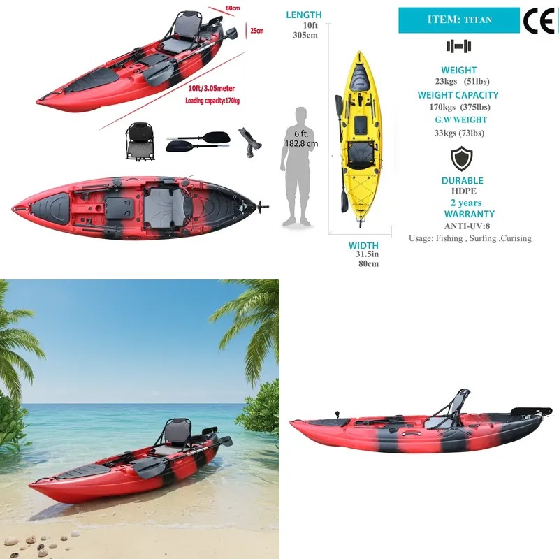 Fishing Boat Paddle - 10피트 싱글 시트 낚시용 패들 카약