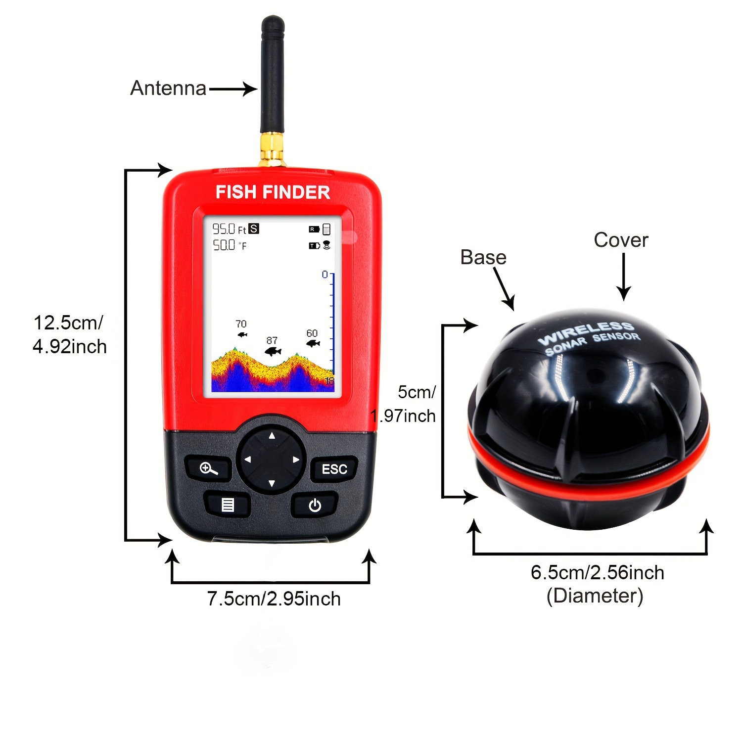 휴대용 어군탐지기, 무선 소나 센서 포함, 0.6M-3 - Fishing Boat Depth Finder 리뷰 및 가격